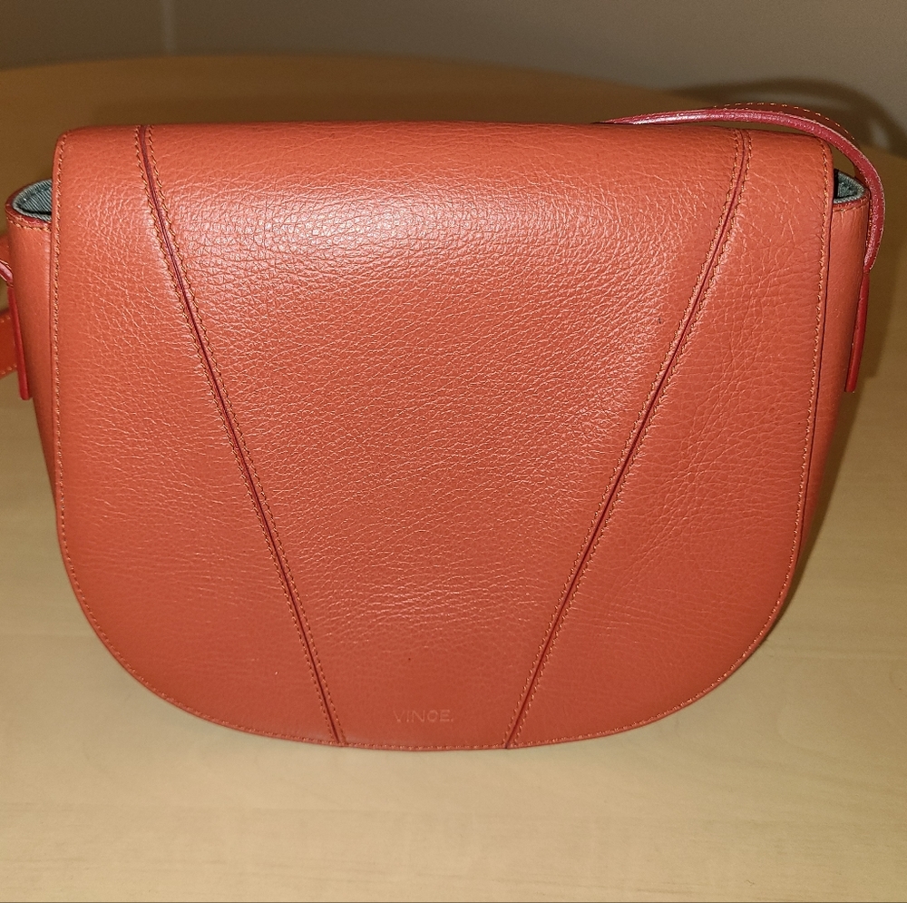VINCE Modern V Crossbody Red Leather Bag